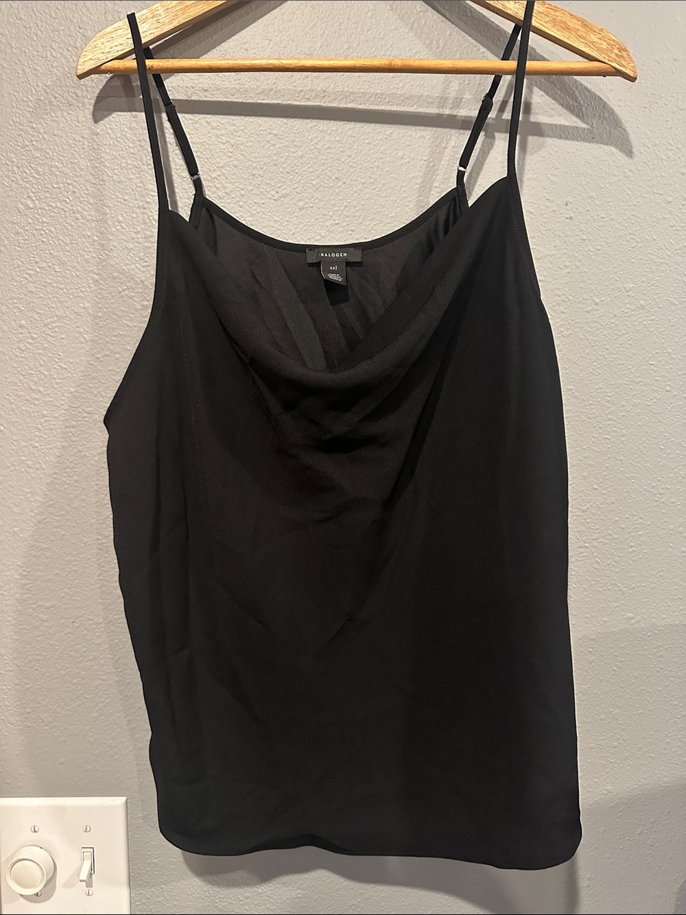Halogen Black Cowl Neck Spaghetti Strap Camisole